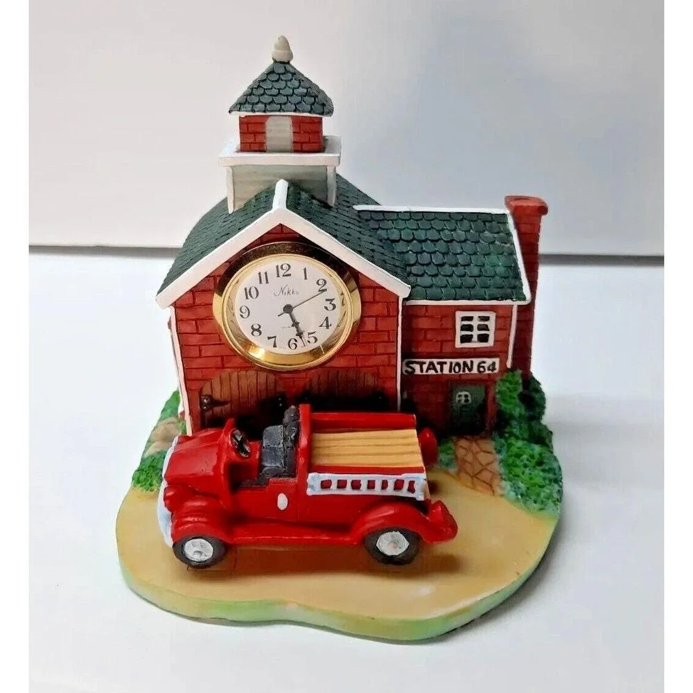Nikko Quartz Movement Polystone Clock Station 64 Firehouse Works New Battery